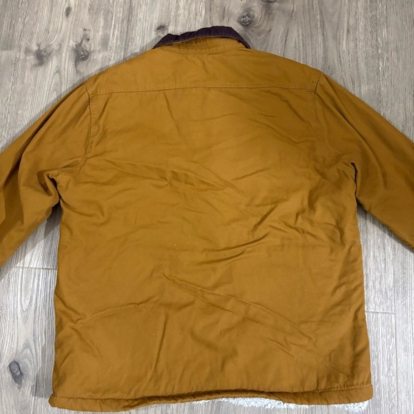 Tailor Vtg Mens M Canvas Shirt Chore Jacket Sherpa Lining Brown Outdoor Corduroy - Picture 9 of 14